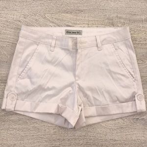 White satin finish shorts